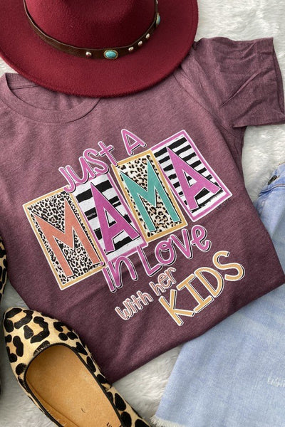 GILDAN JUST A MAMA - HEATHER MAROON