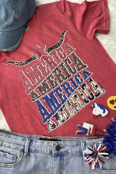 GILDAN AMERICA-HEATHER RED