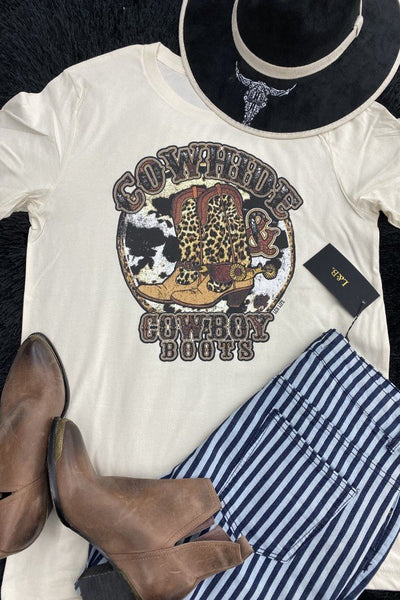 BC COWHDE AND COWBOY BOOTS - CREAM