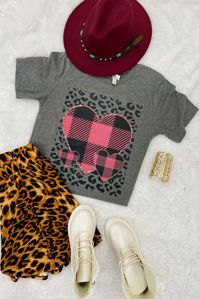 GILDAN PLAID HEARTS- GRAPHITE