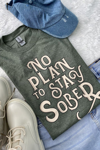 GILDAN NO PLAN TO STAY SOBER - OLIVE