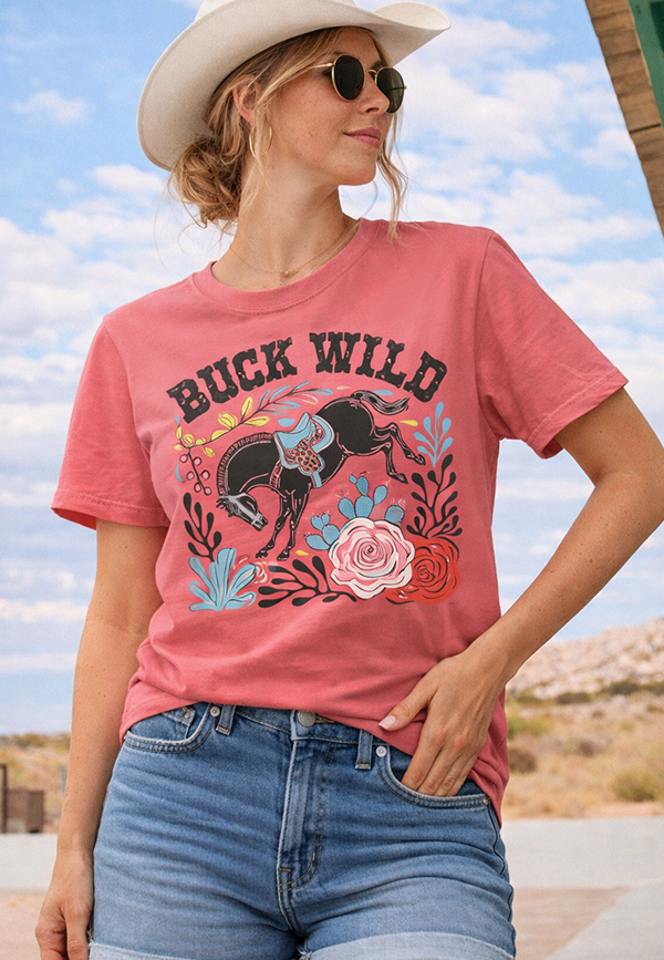 CC DTF BUCK WILD TEE  - WATERMELON