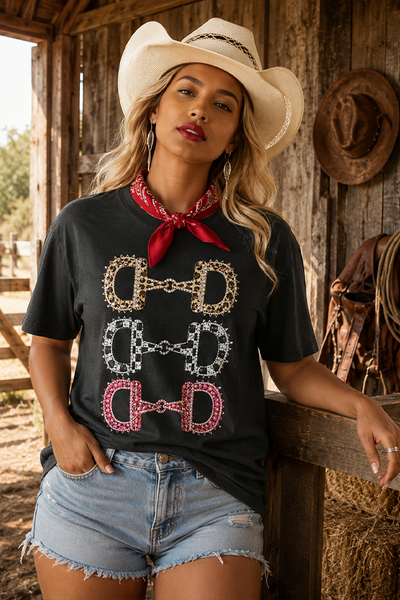 CC DTF HORSE BITS TEE- BLACK