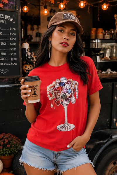 BC DTF JEWELS GLASS TEE - RED