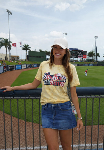 CC BL DTF BASEBALL MAMA TEE  - YELLOW BLAST