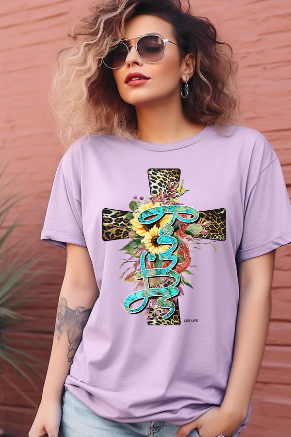 BC DTF LEO FAITH CROSS - HEATHER LAVENDER