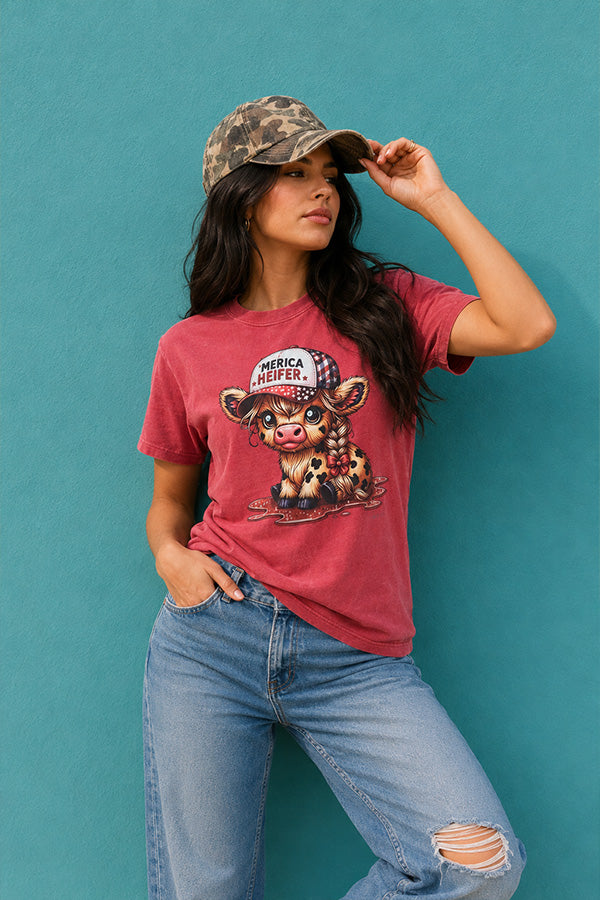 BC DTF MERICA TEE - HEATHER RED