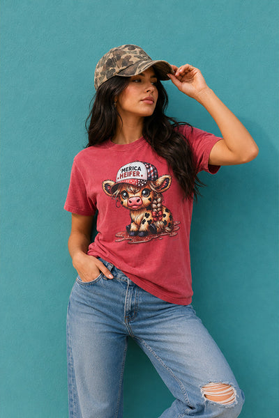 BC DTF MERICA TEE - HEATHER RED