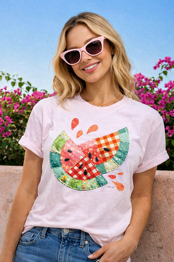 BC DTF WATERMELON TEE - PINK