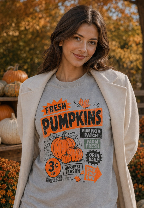 BC DTF FRESH PUMPKINS TEE - SPORTS GREY