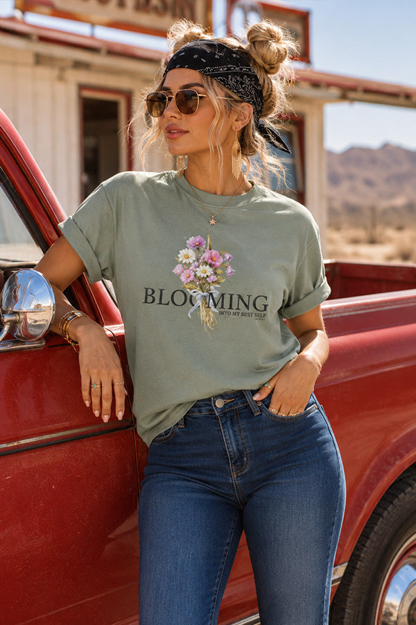 BC DTF BLOOMING TEE - SAGE