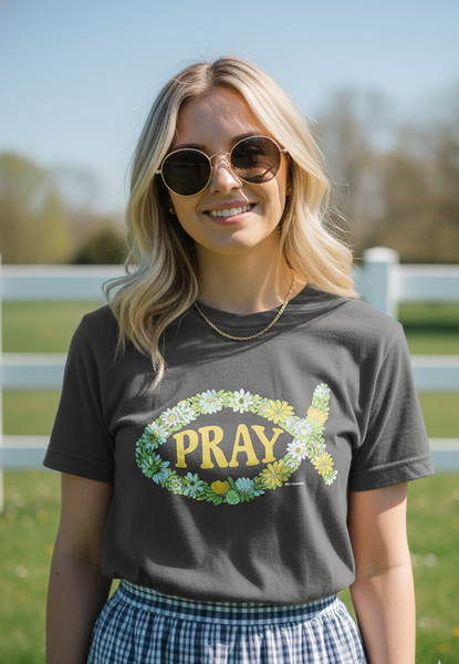 BC DTF PRAY FISH TEE - ASHALT