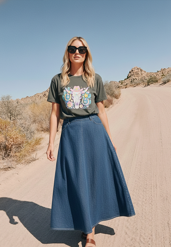 BC DTF PASTEL STEER TEE - ASHALT