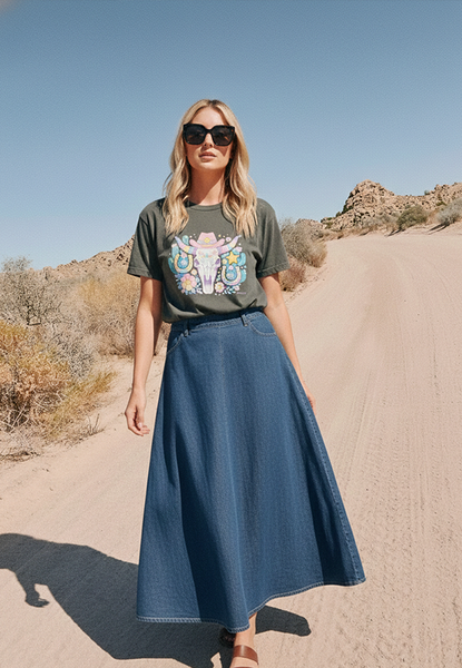 BC DTF PASTEL STEER TEE - ASHALT