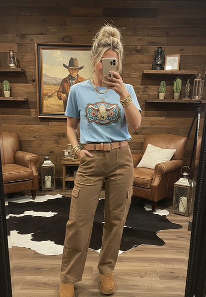 CC DTF YARN STEER TEE - CHAMBRAY