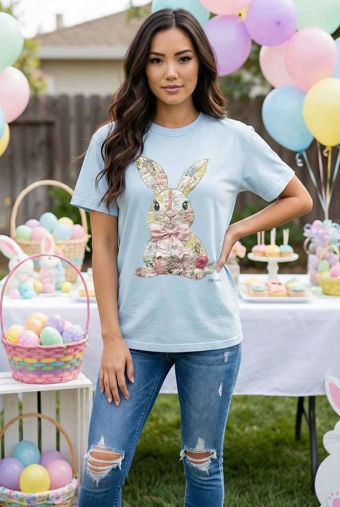 CC DTF QUILT BUNNY - CHAMBRAY