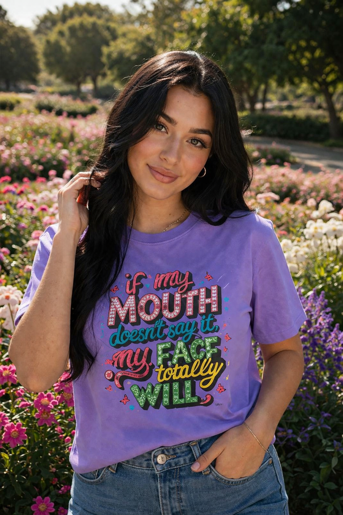 CC DTF IF MY MOUTH TEE - VIOLET