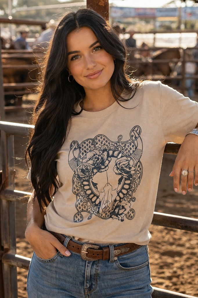 BC DTF ROSE STEER TEE - PEACH