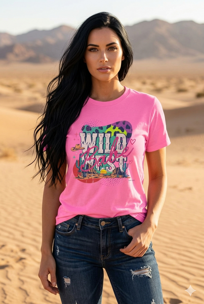 BC DTF WILD WEST BABE TEE - NEON PINK