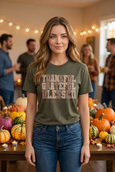 BC DTF THANKFUL TEE - HEATHER BROWN