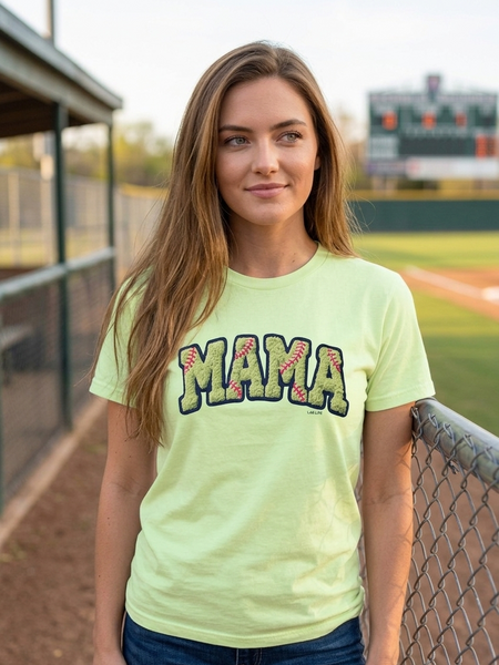 CC DTF SOFTBALL MAMA TEE - NEON LEMON
