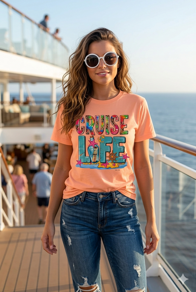 CC DTF CRUISE LIFE TEE - NEON CANTALOPE