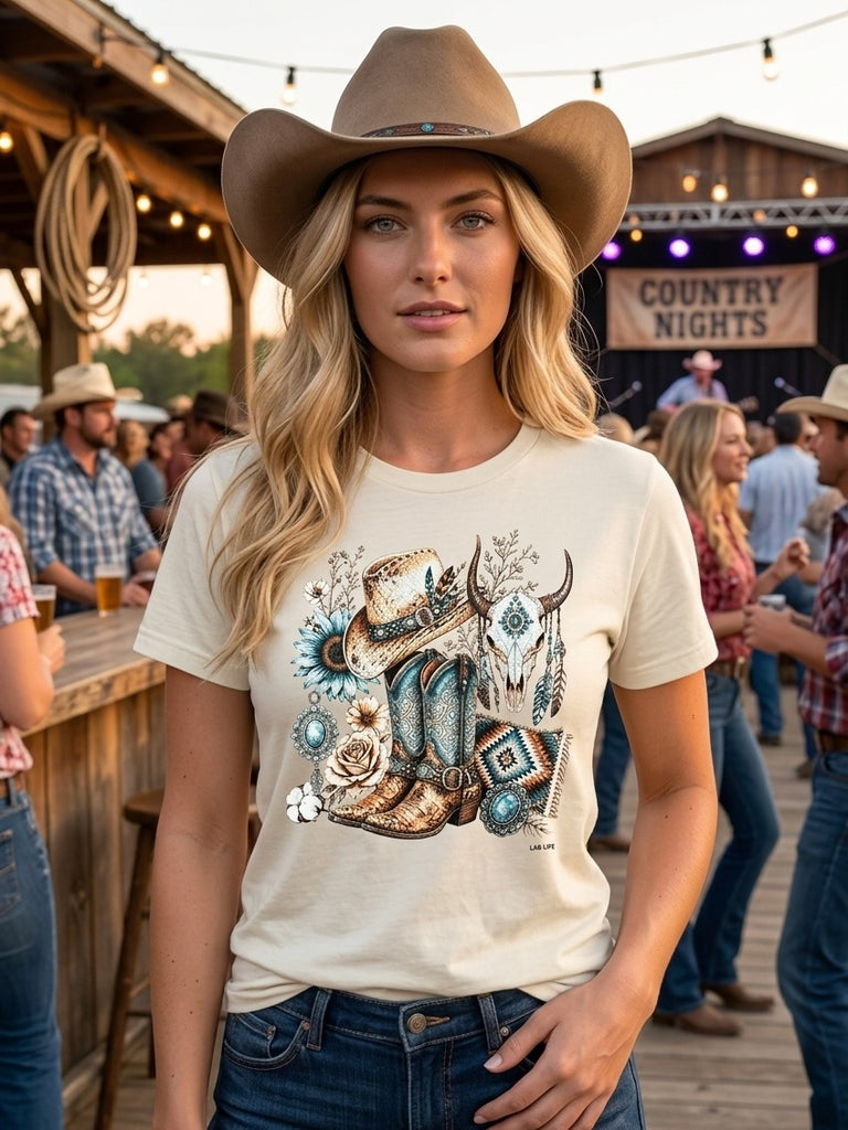 BC DTF STEER BOOTS TEE - CREAM