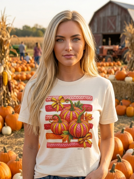 CC DTF STRIPE PUMPKINS TEE - IVORY