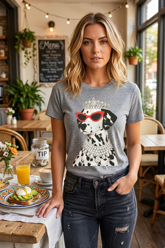 CC DTF GLASSES DOG TEE - GREY