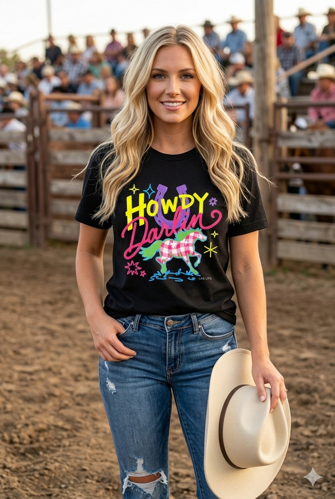BC DTF HOWDY DARLIN TEE -BLACK