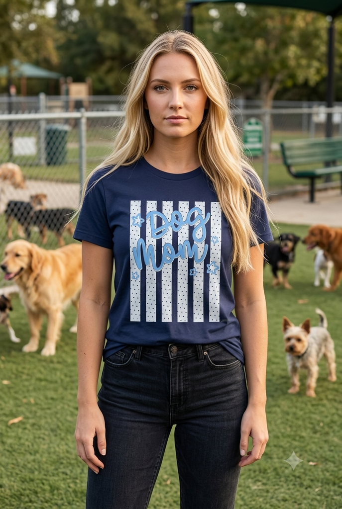 BC DTF DOG MOM TEE - NAVY