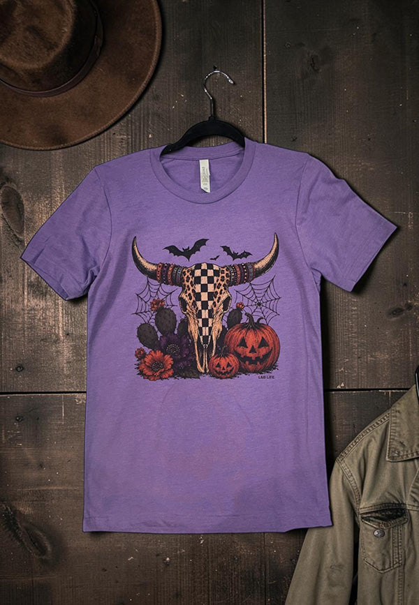 BC DTF CHECKER STEER TEE - HEATHER PURPLE