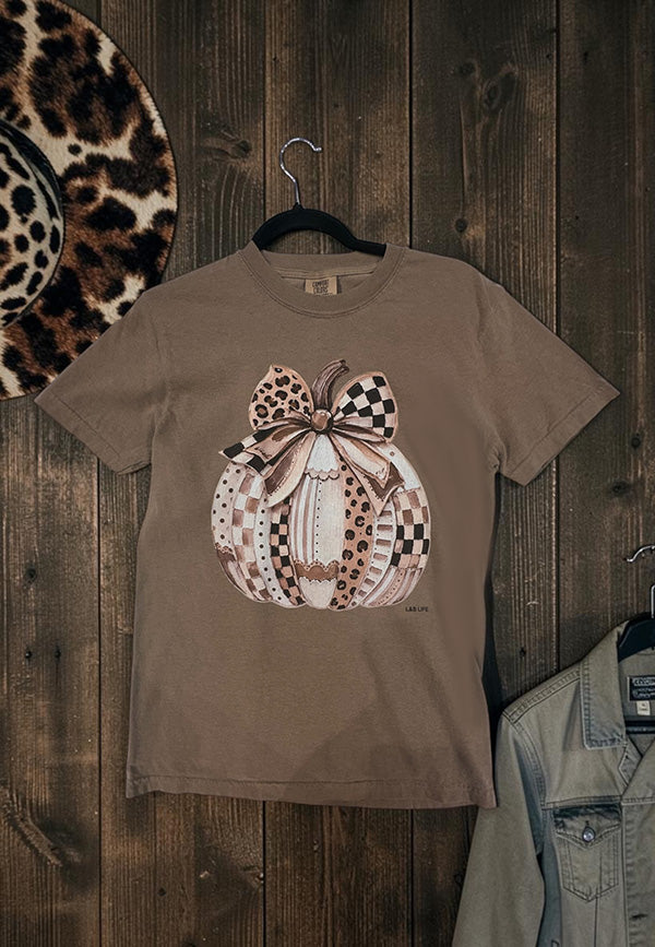 CC DTF PRINT PUMPKIN TEE - ESPRESSO