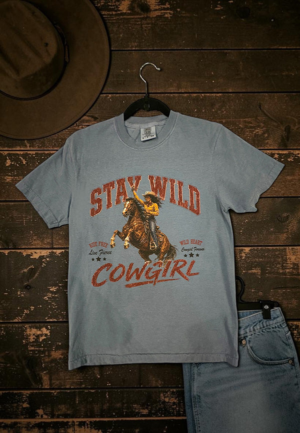 CC DTF STAY WILD CG TEE - DENIM
