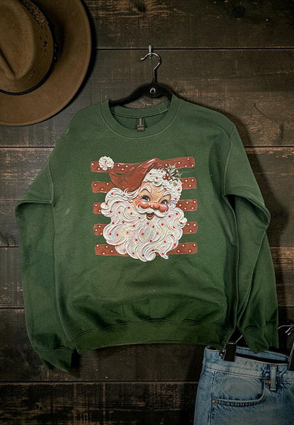 GILIAN SS DTF STRIPE SANTA TEE - MILITARY GREEN