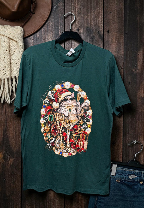 BC DTF CHRISTMAS HAT TEE - FOREST