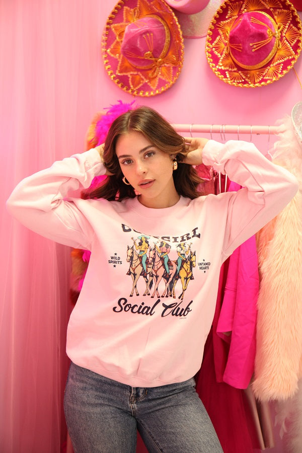 GILDAN SS DTF COWGIRL SOCIAL CLUB - PINK