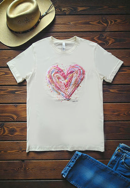 BC DTF YARN HEART TEE - CREAM