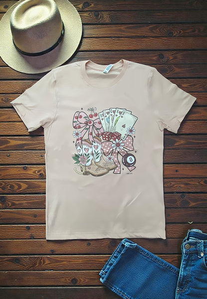 BC DTF CHERRY CARDS TEE - PEACH