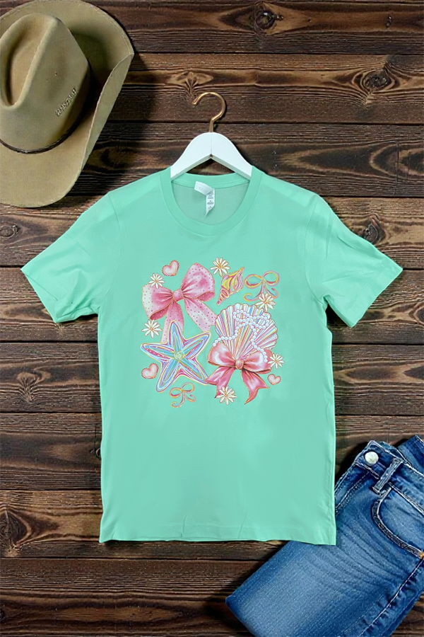 BC DTF SHELL BOWS TEE - MINT