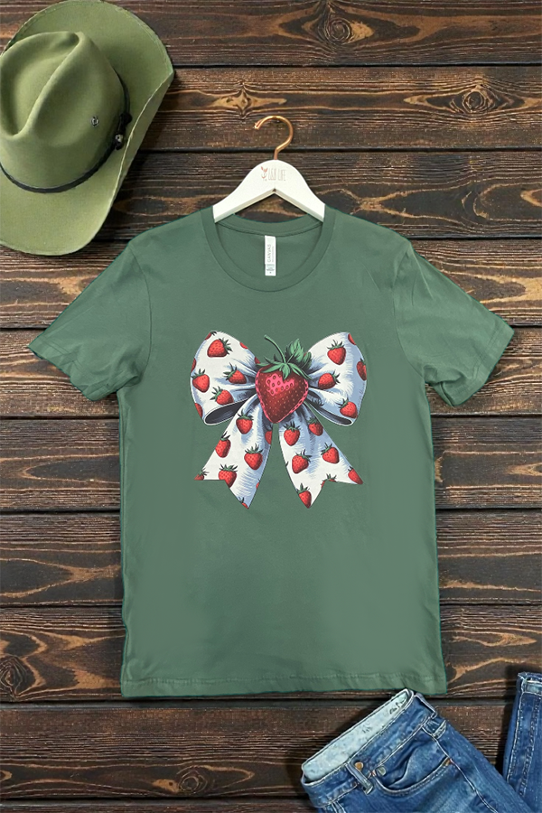 BC DTF STAWBERRY BOW TEE - PINE