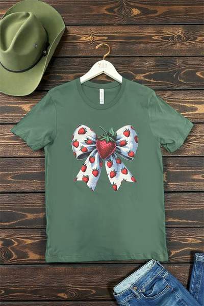BC DTF STAWBERRY BOW TEE - PINE