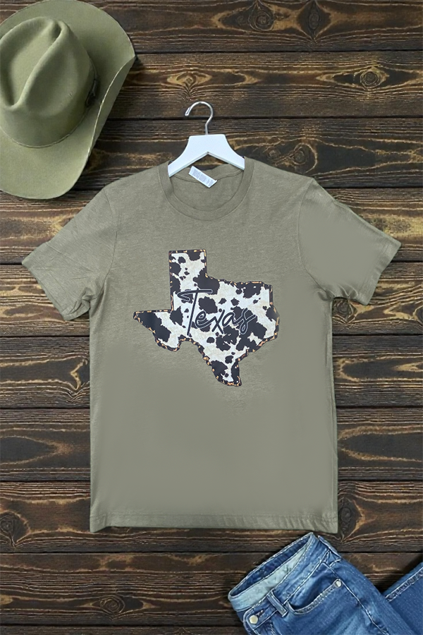 BC DTF COWHIDE TX TEE - HEATHER BROWN