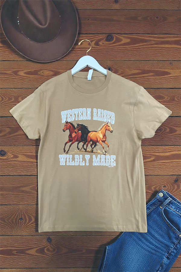 BC DTF WESTERN RAISED TEE - TAN
