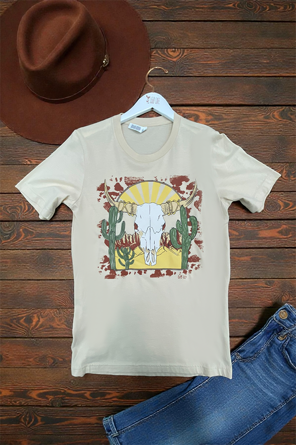 BC DTF COWHIDE STEER TEE - CREAM