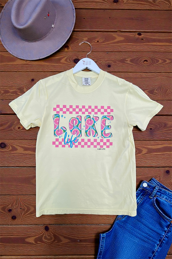 BC DTF LAKE CHECKERS TEE - BANANA