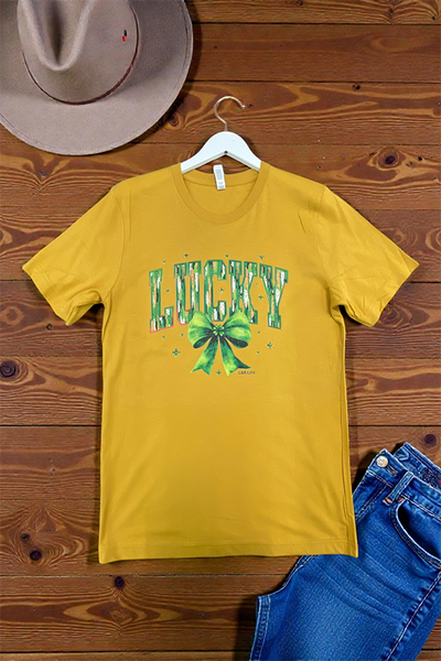 BC DTF LUCKY BOW TEE - MUSTARD
