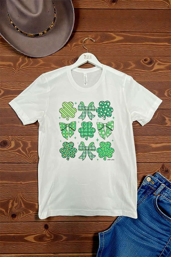 BC DTF BOW SHAMROCKS TEE - WHITE