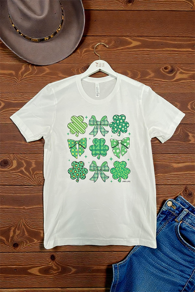 BC DTF BOW SHAMROCKS TEE - WHITE