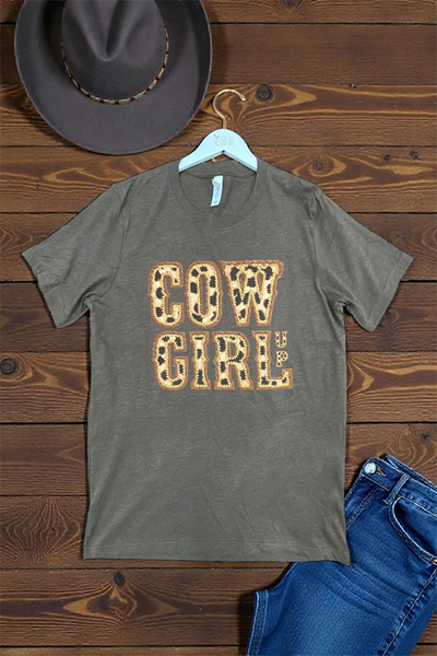 BC DTF COWGIRL UP TEE - HEATHER BROWN